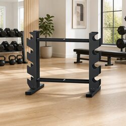Dumbbell Rack Kettlebell Weight Storage Stand Home Gym 200kg Capacity Black