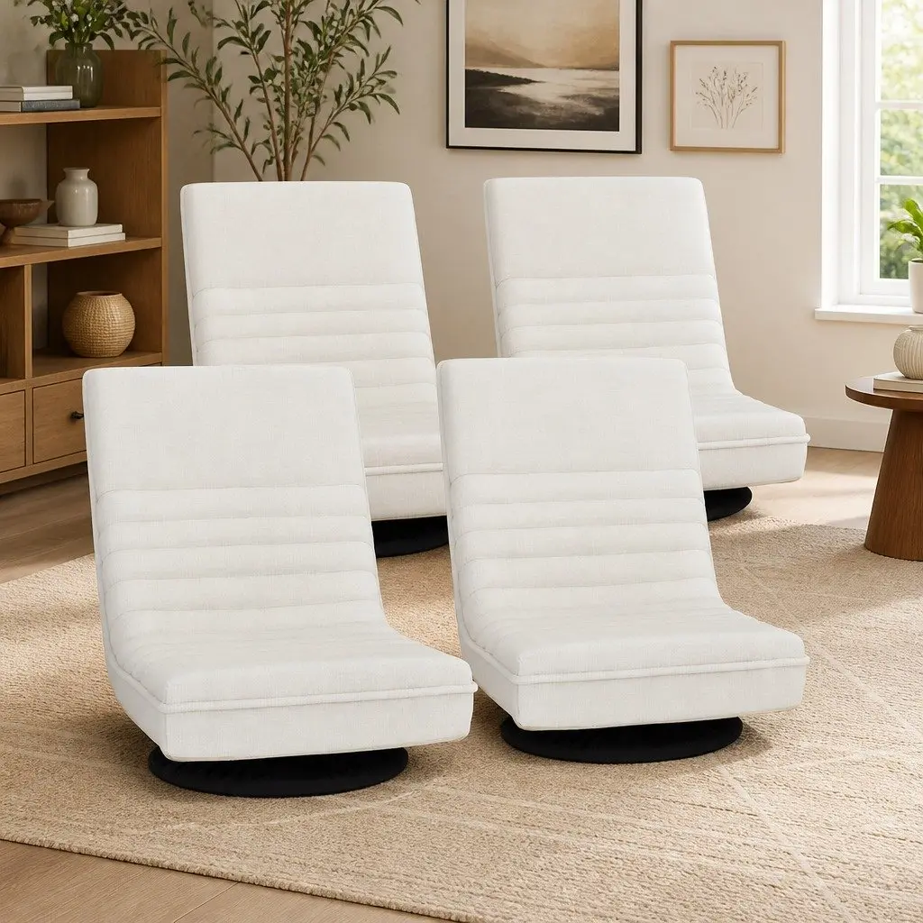 Floor Lounge Chair Swivel Recliner Foldable White Arm Chair Sofa Seat