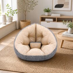 Floor Lounge Sofa Bed Chair 4-in-1 Foldable Recliner Daybed Armchair Beige