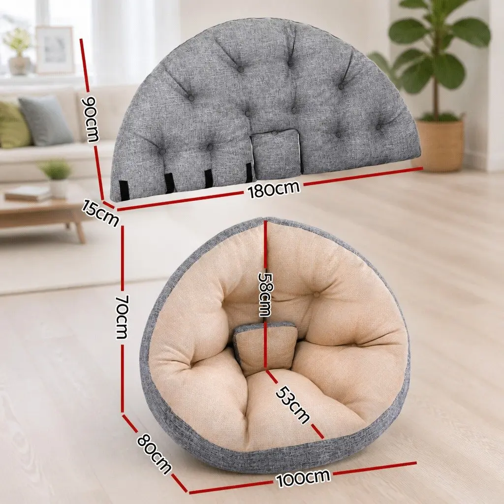 Floor Lounge Sofa Bed Chair 4-in-1 Foldable Recliner Daybed Armchair Beige