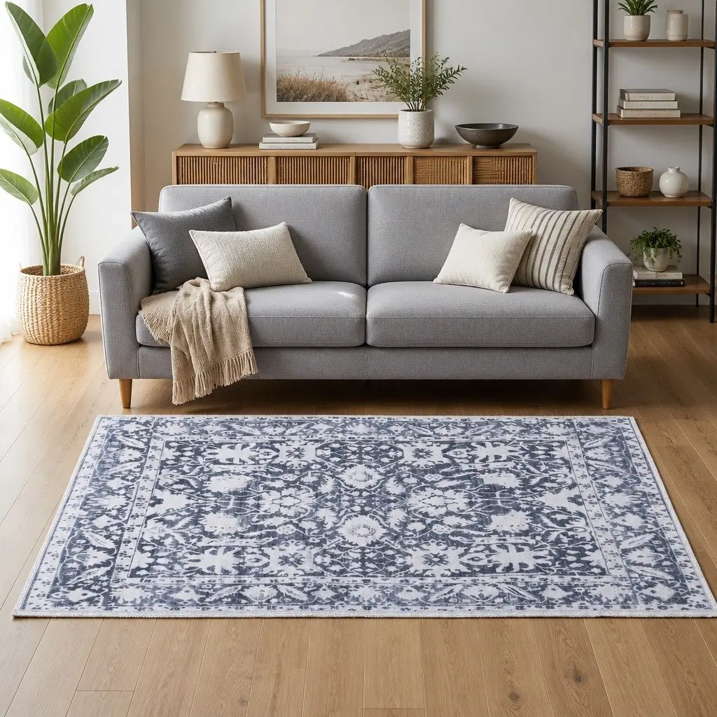 Floor Rug 120x170cm Modern Area Carpet Soft Velvet Mat Grey Bedroom Living Room