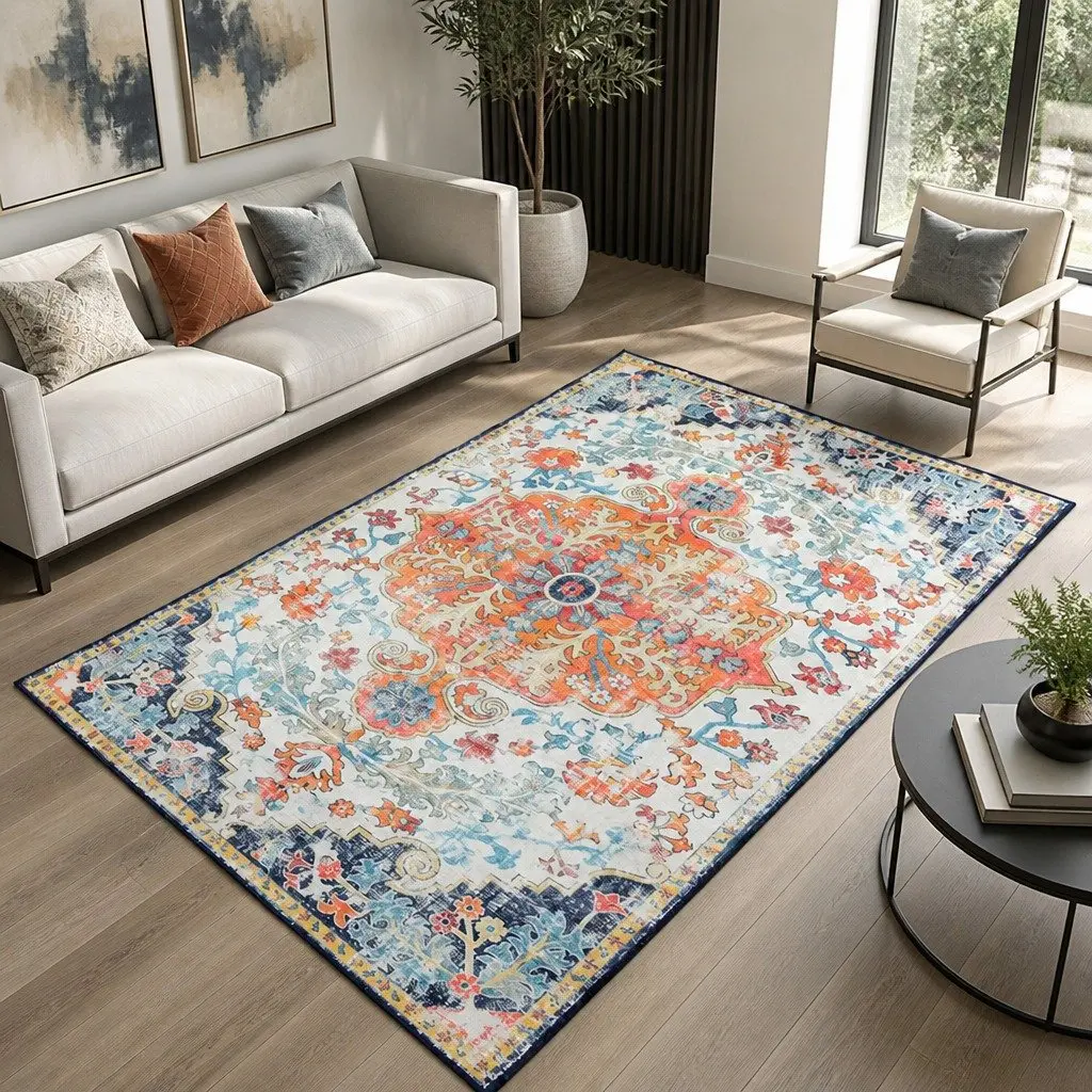 Floor Rug 160x230cm Large Area Rug Soft Pile Carpet Multicoloured Modern Design