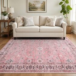 Floor Rug 160x230cm Large Washable Area Rug Vintage Floral Design Living Room