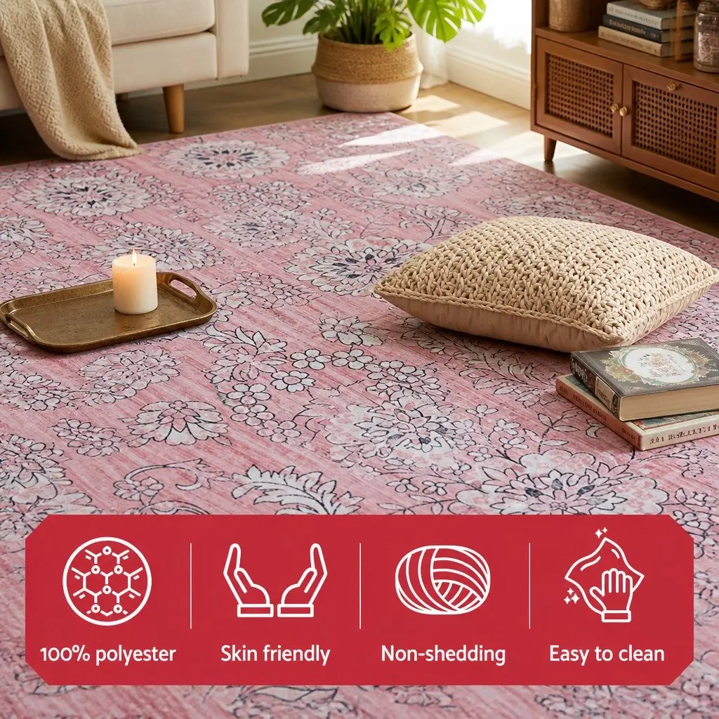 Floor Rug 240X340cm Large Washable Area Rug Vintage Floral Living Room Bedroom