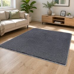 Dark Grey Floor Rug 160x230cm Plush Shaggy Area Carpet Living Room Bedroom