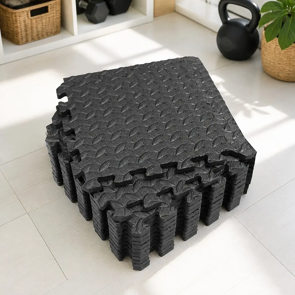 EVA Foam Mat 12Pcs Gym Floor Interlocking Tiles Shock-proof Noise Reduction Soft