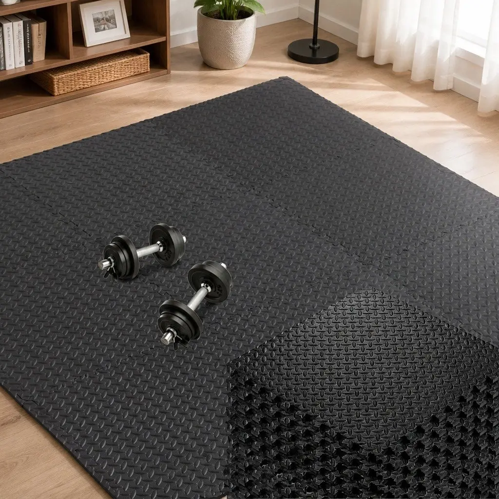 EVA Foam Mat 12Pcs Gym Floor Interlocking Tiles Shock-proof Noise Reduction Soft