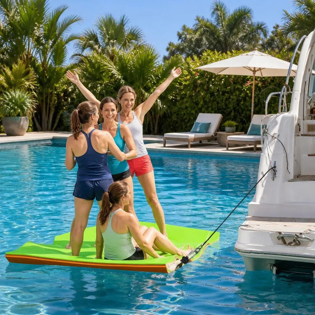 Floating Water Mat Three-layer XPE Foam 2.7x1.8m Non-absorbent UV-resistant Reversible Bright Colours