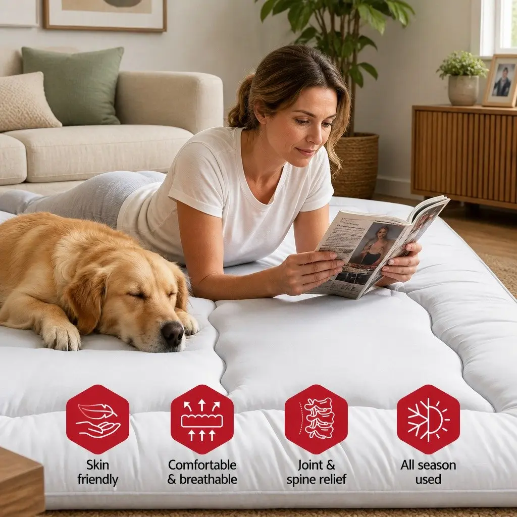 Japanese Floor Mattress 10cm Thick Foldable Grey Double Size for Camping Yoga