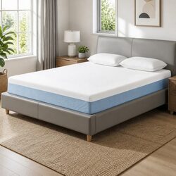 Memory Foam Mattress Double 22cm Cooling Gel Medium Firm Support White Blue