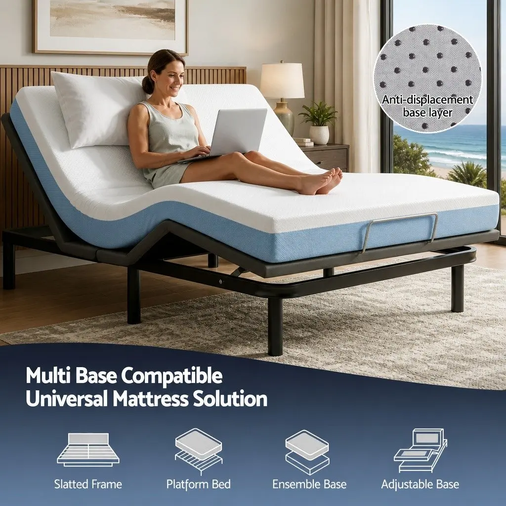 Memory Foam Mattress Cooling Gel Medium Firm 22cm Double White Blue