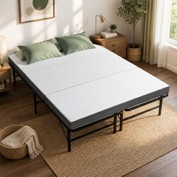 Folding Bed with Mattress Double Guest Portable Foldable Compact Storage Bamboo