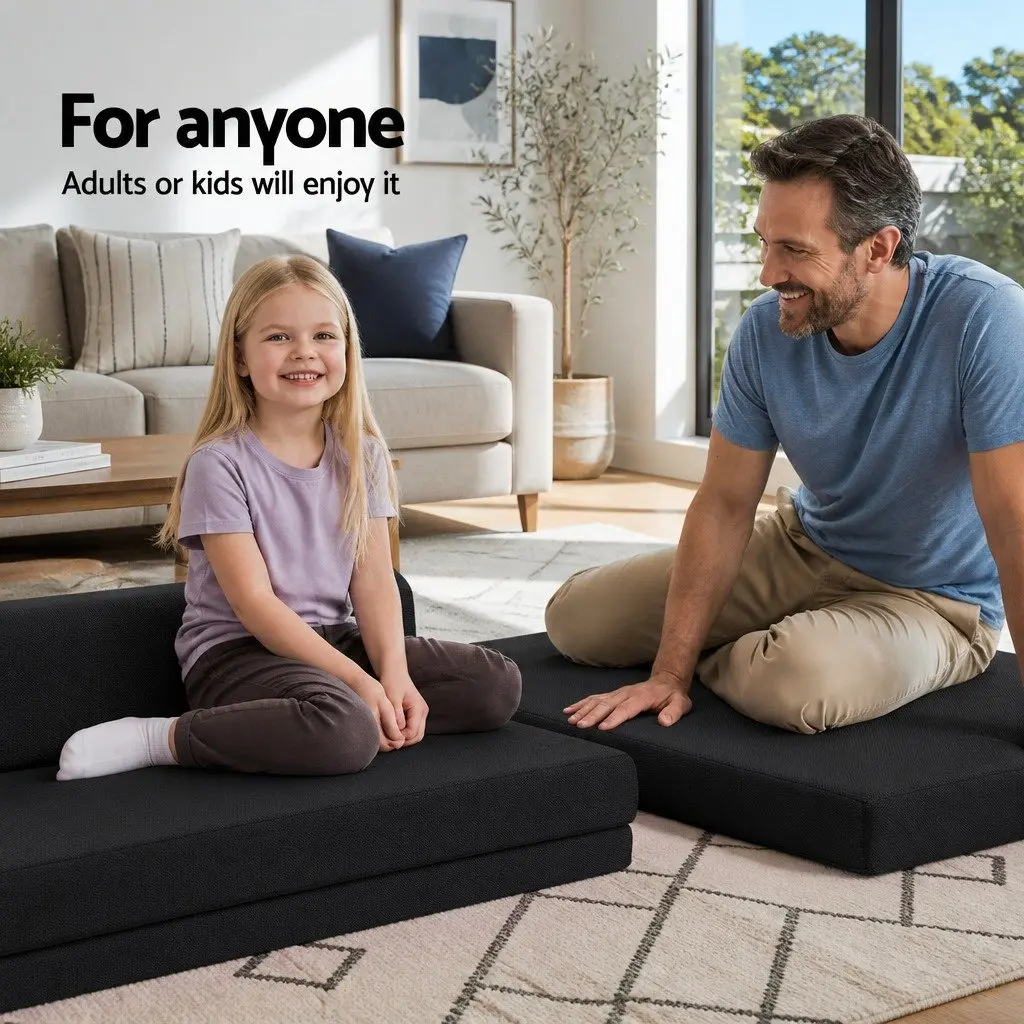 Foldable Foam Mattress Sofa Bed Convertible Black 180cm x 122cm