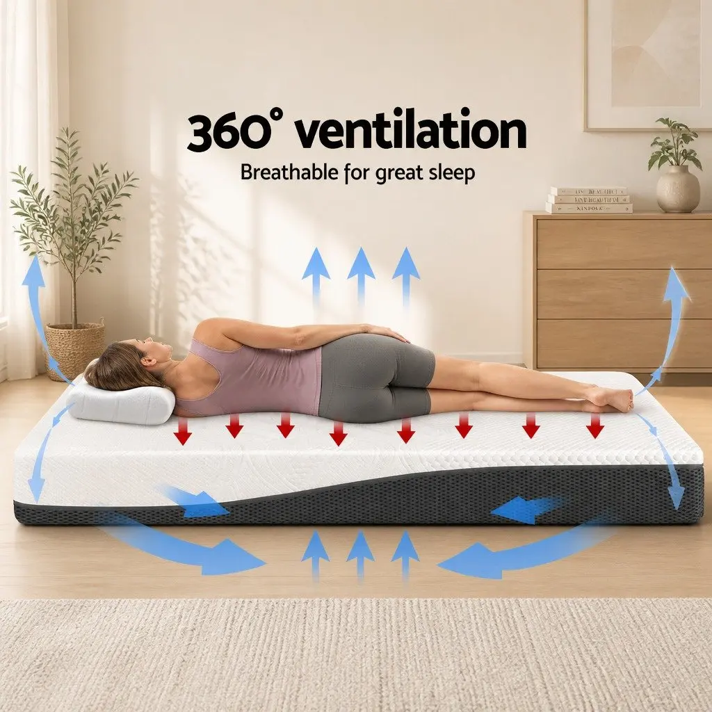 Memory Foam Mattress Cool Gel Single 21cm White Pressure Relief Support