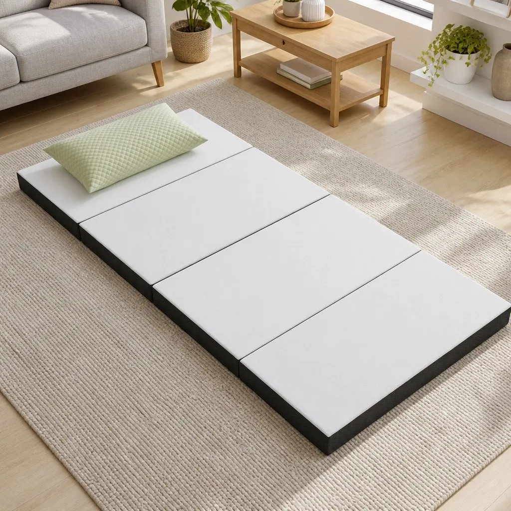Foldable Foam Sofa Bed Mat Grey Single Convertible Couch Sleeping Guest Mattress