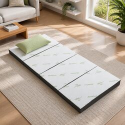 Foldable Foam Sofa Bed Mat Grey Single Convertible Couch Sleeping Guest Mattress