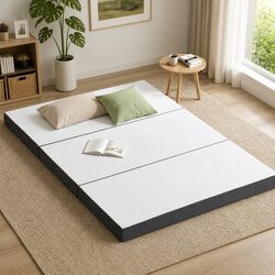Foldable Foam Mattress Double Bed Chair 3-Fold Design Portable Storage