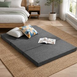 Foldable Foam Mattress Double Bed Sofa Grey Folding Storage Portable Guest