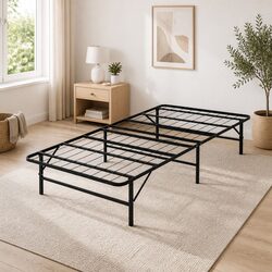 Folding Bed Frame Metal Base King Single Black Storage Foldable Platform