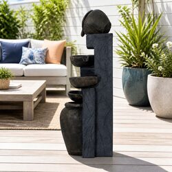Solar Water Fountain Cascading 5 Tiered Bowl Bird Bath Garden Outdoor Feature