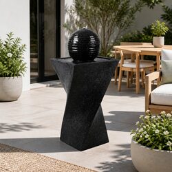 Solar Water Fountain with LED Lights Twist Design Bird Bath Garden Decorative