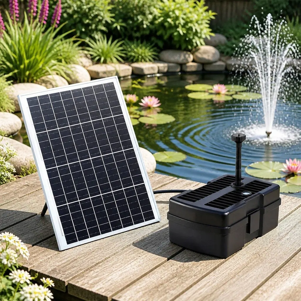 Solar Submersible Fountain Pump 1190L/H Durable DC Brushless Motor Black