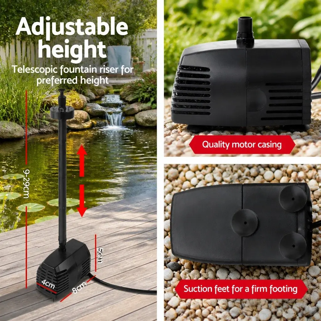 Solar Pond Pump Submersible Fountain LED Lights 4FT Black