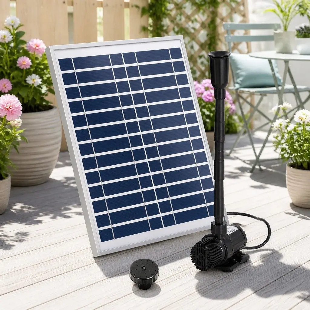 Solar Pond Pump Submersible Fountain Kit 9.8FT Adjustable Water Projection Black
