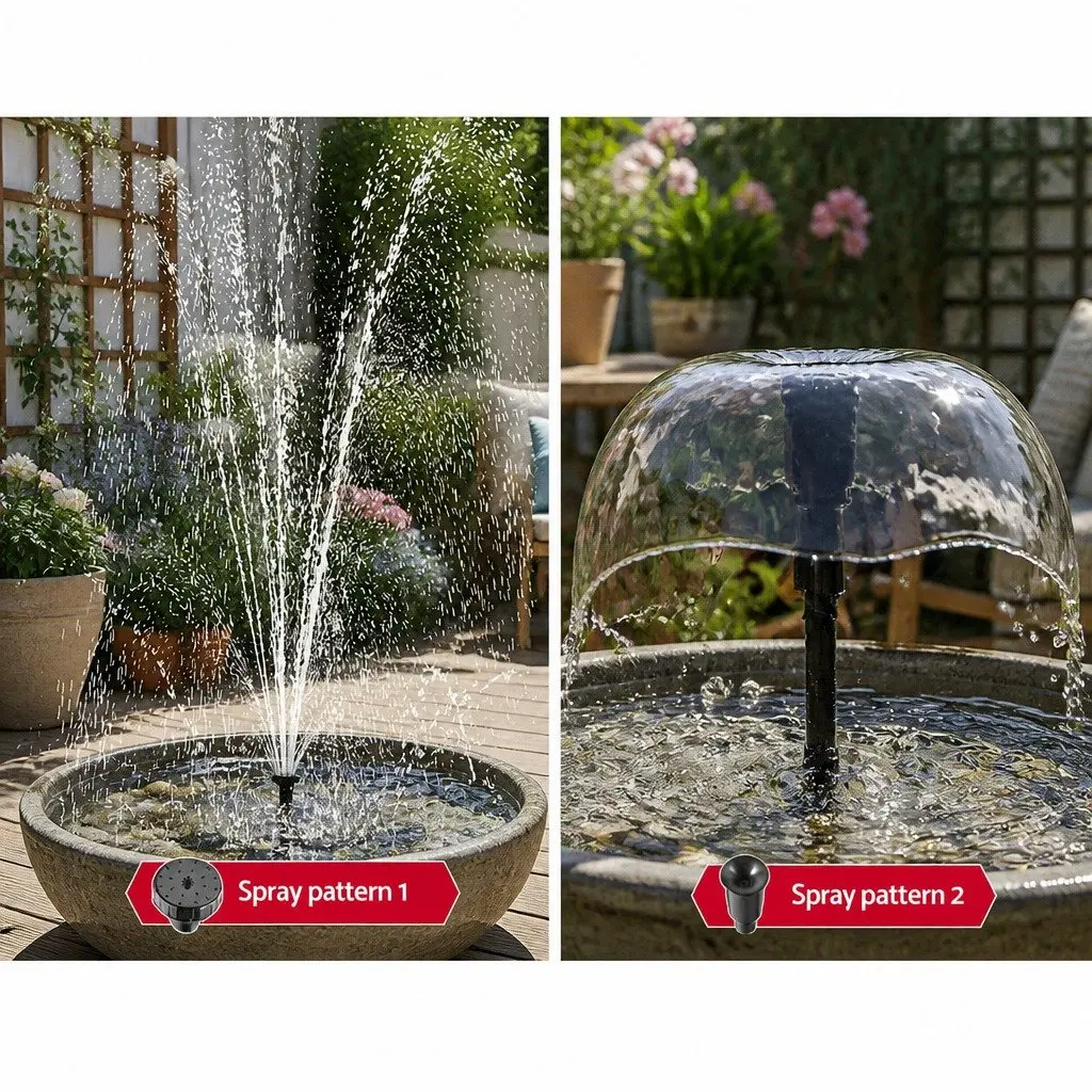 Solar Pond Pump Submersible Fountain Kit 9.8FT Adjustable Water Projection Black