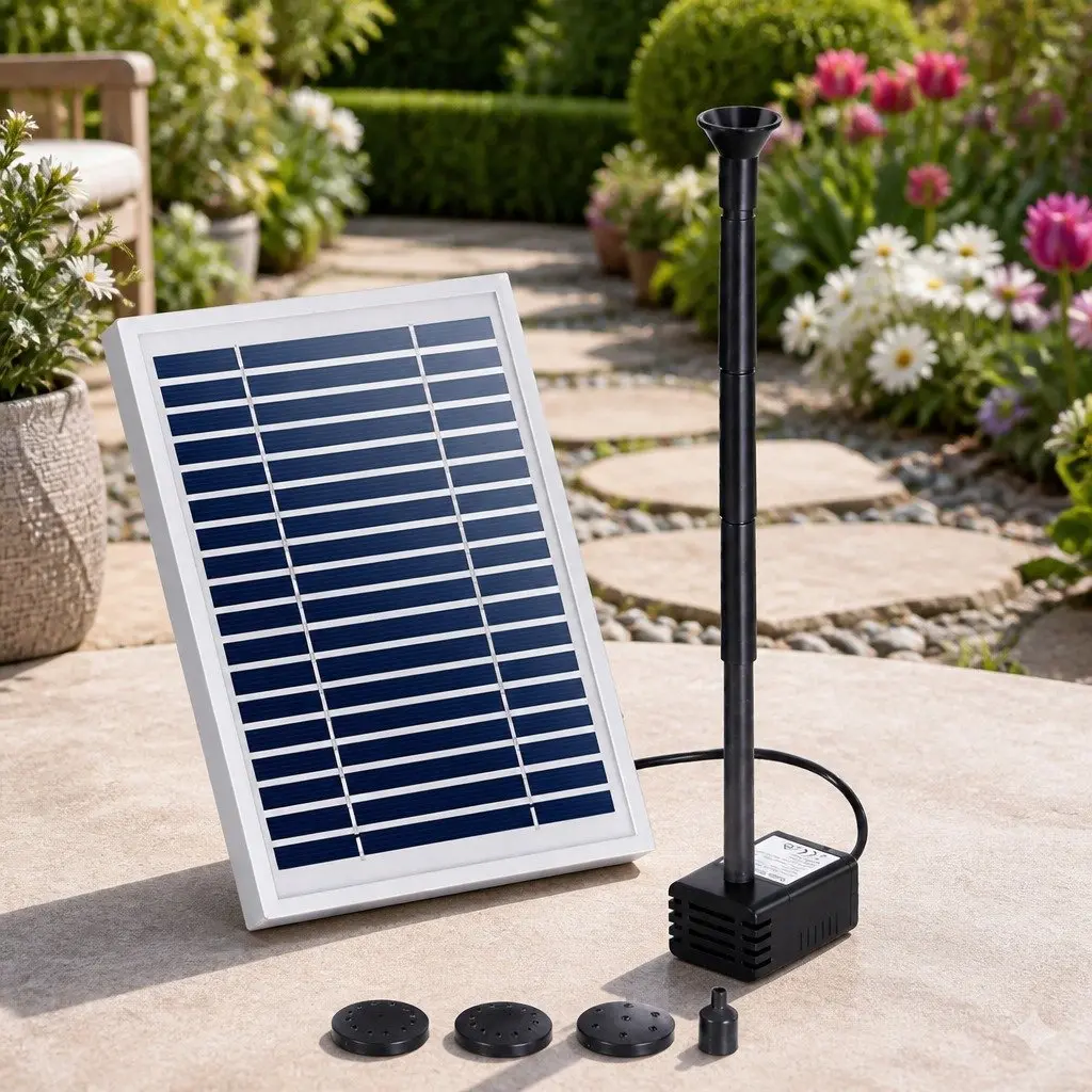 Solar Pond Pump Submersible Water Fountain Kit 4.4FT Outdoor Garden Feature