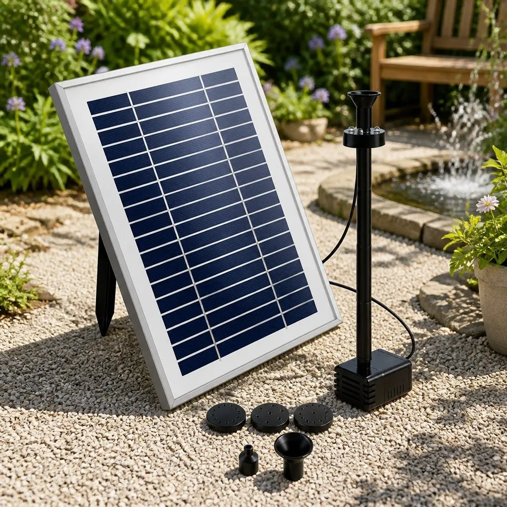 Solar Pond Pump Submersible Fountain with Battery Kit LED Lights Water Feature