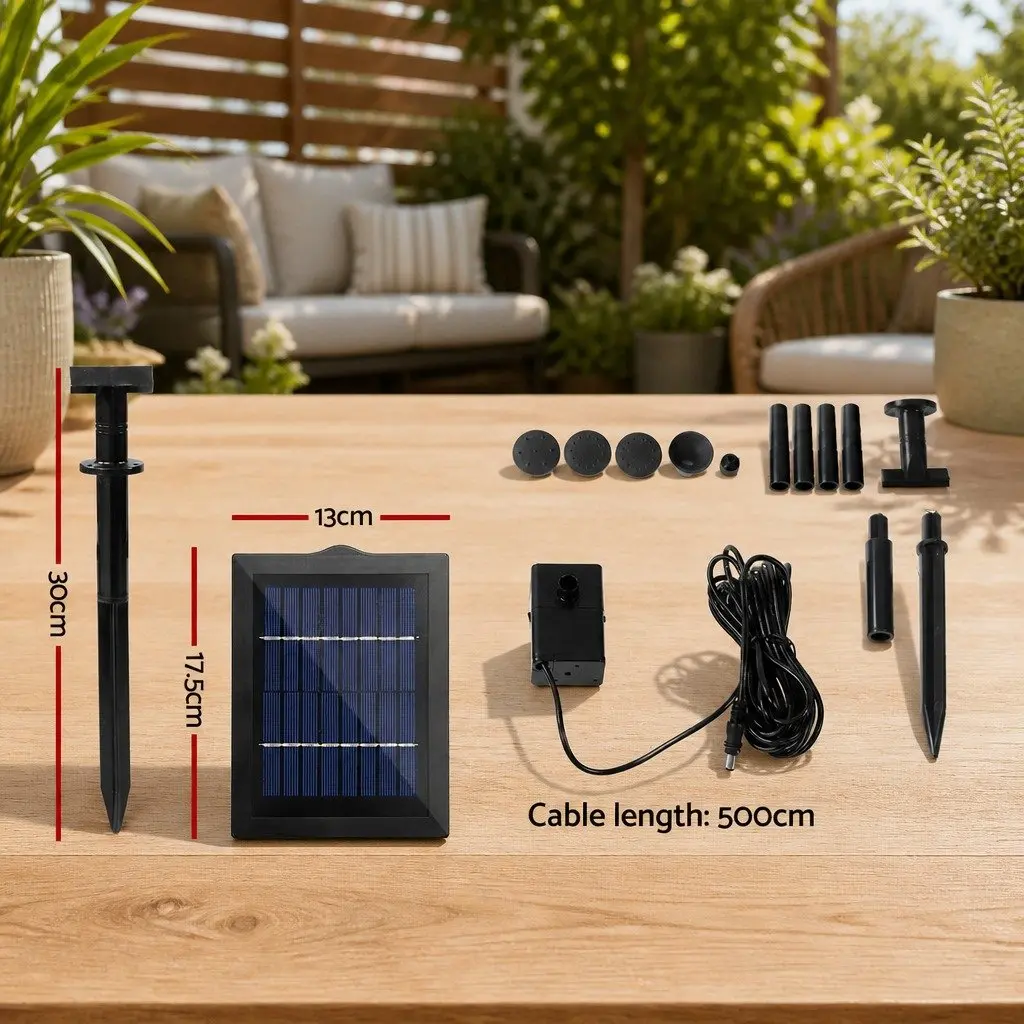 Solar Pond Pump Submersible Water Fountain Kit 4FT Black Outdoor Water Feature