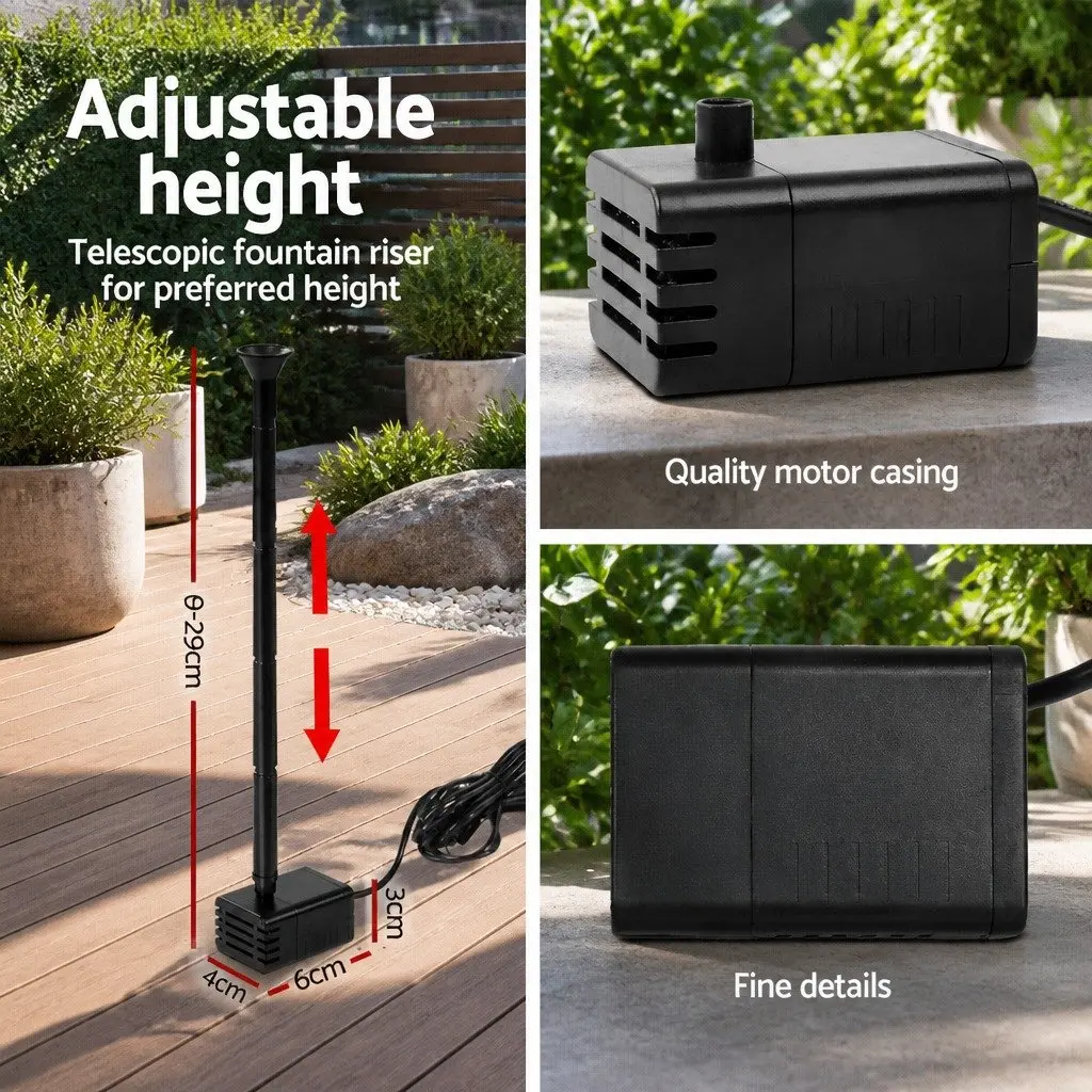 Solar Pond Pump Submersible Water Fountain Kit 4FT Black Outdoor Water Feature