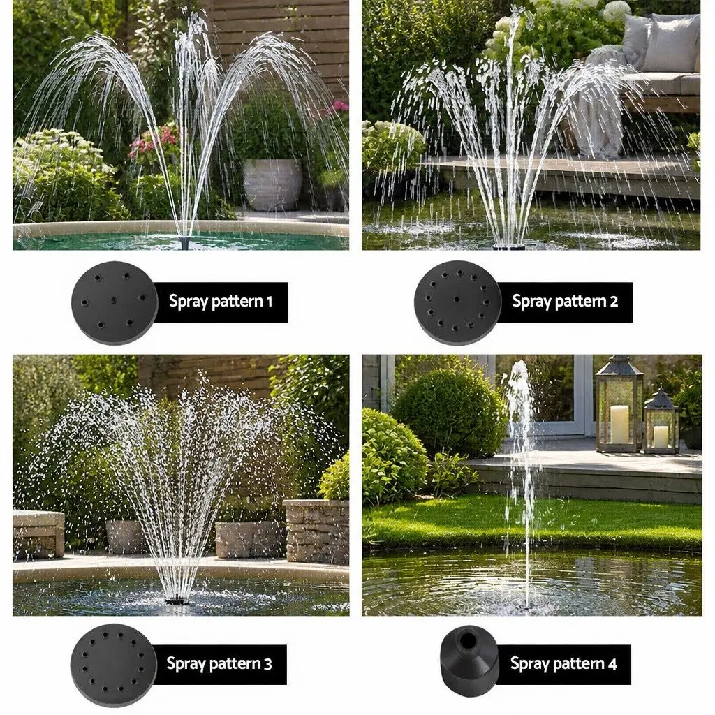 Solar Pond Pump Submersible Water Fountain Kit 4FT Black Outdoor Water Feature
