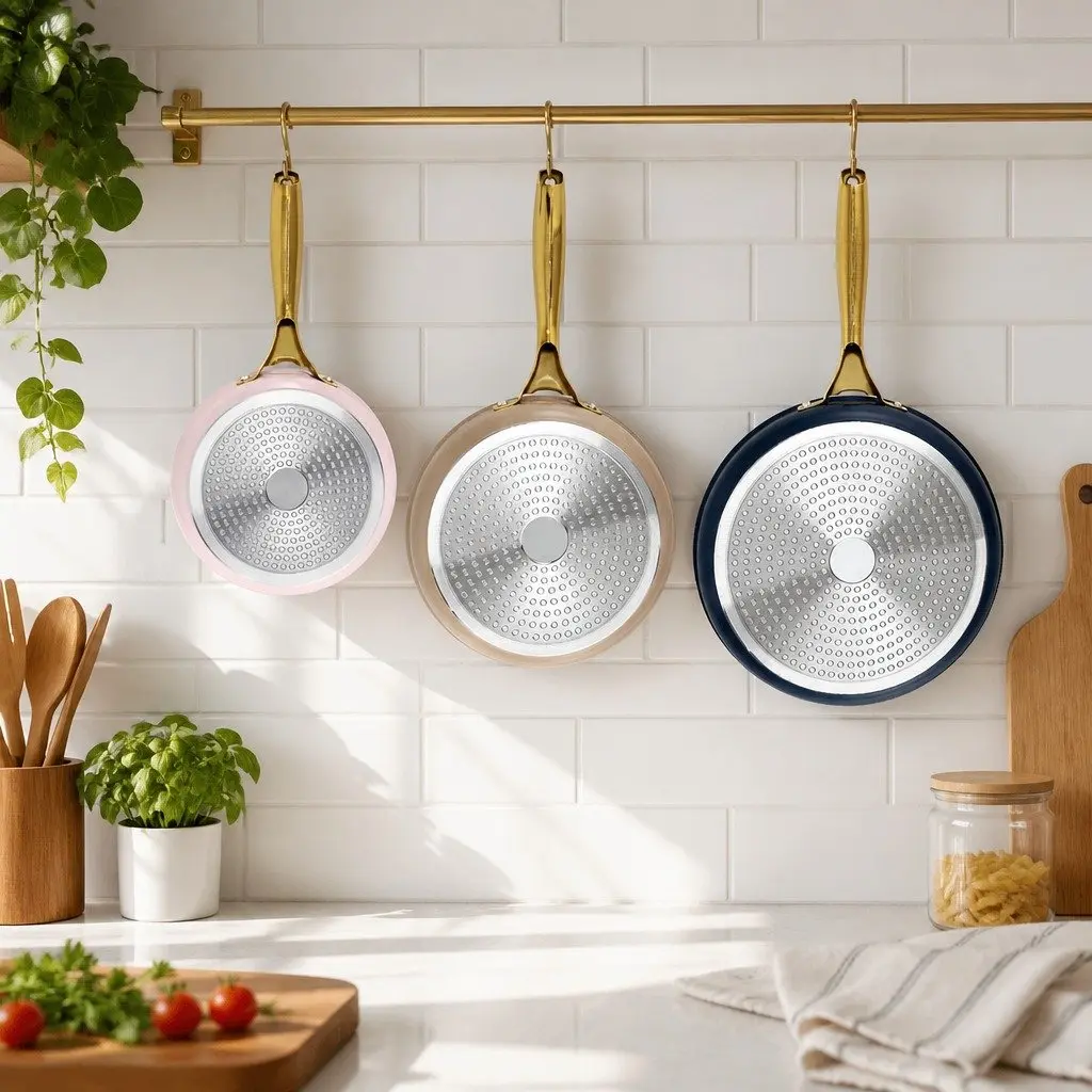 Frying Pan Set 3 Piece Ceramic Non-Stick Cookware Multi Colour