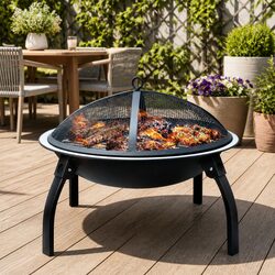 Fire Pit BBQ Charcoal Smoker 22" Portable Outdoor Camping Patio Fireplace