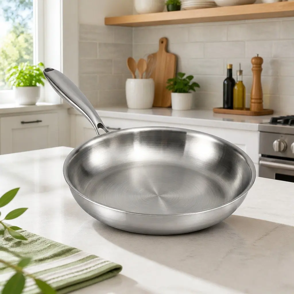 Stainless Steel Frying Pan Tri-Ply 30cm Uncoated Silver Kitchen