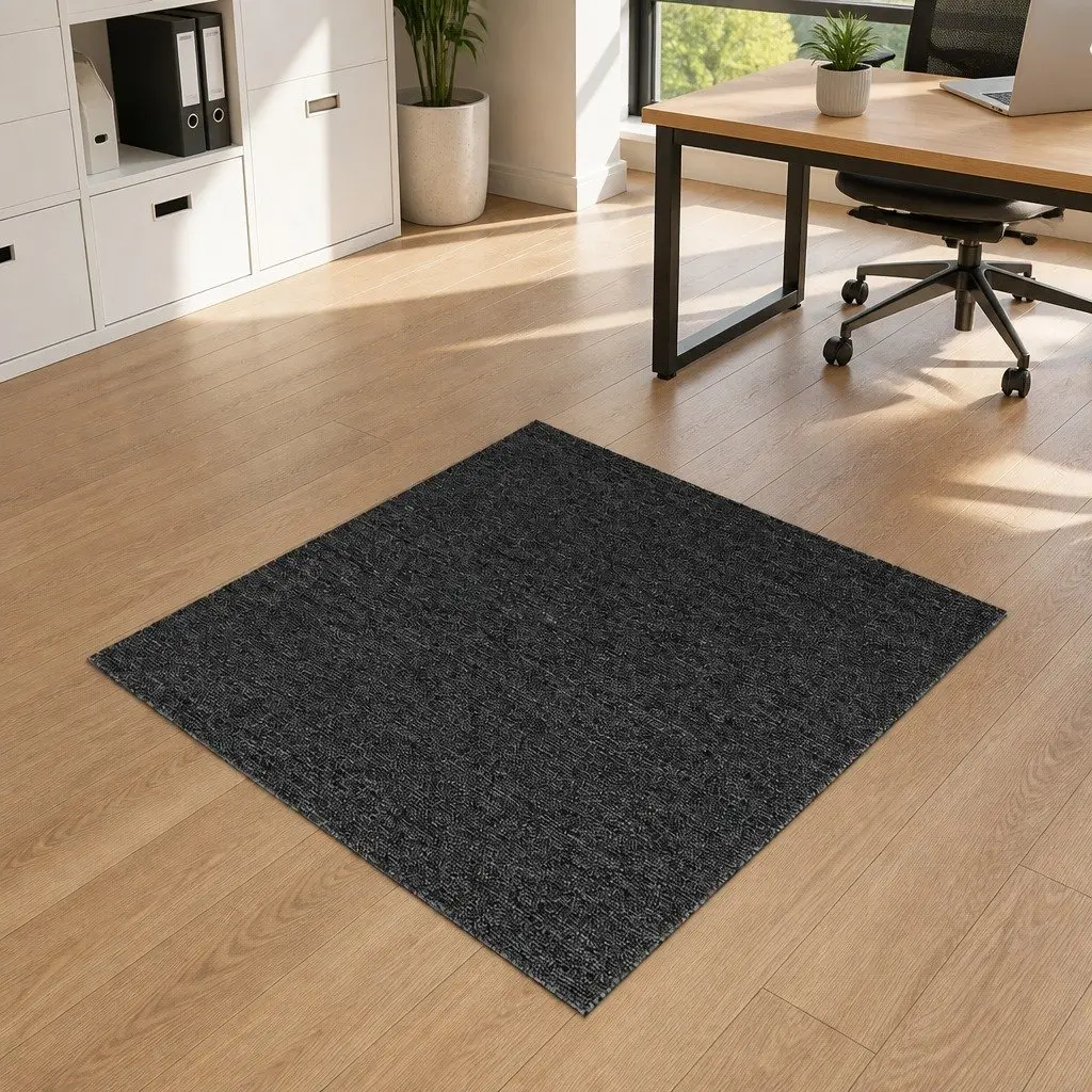 Carpet Tiles Heavy Duty Non-Slip 50cm Dark Grey Polypropylene for Office Commercial Flooring