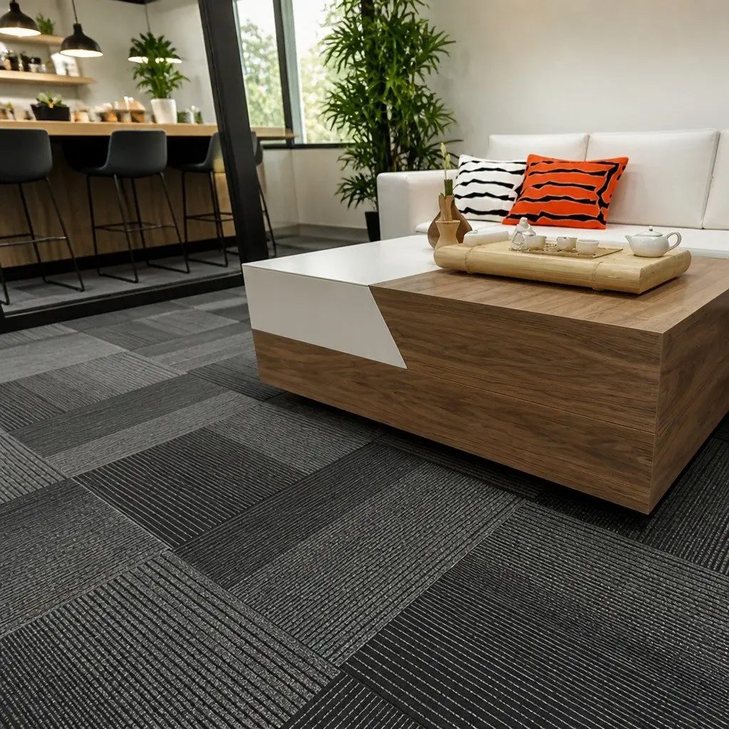 Carpet Tiles Commercial Grade 50x50cm Black Heavy Duty 5m2