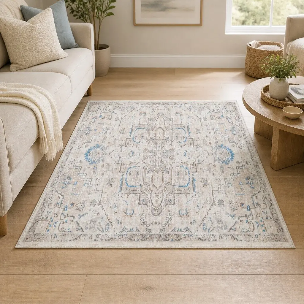 Large Area Floor Rug Distressed Pattern 200x290cm Velvet Rectangle Mat