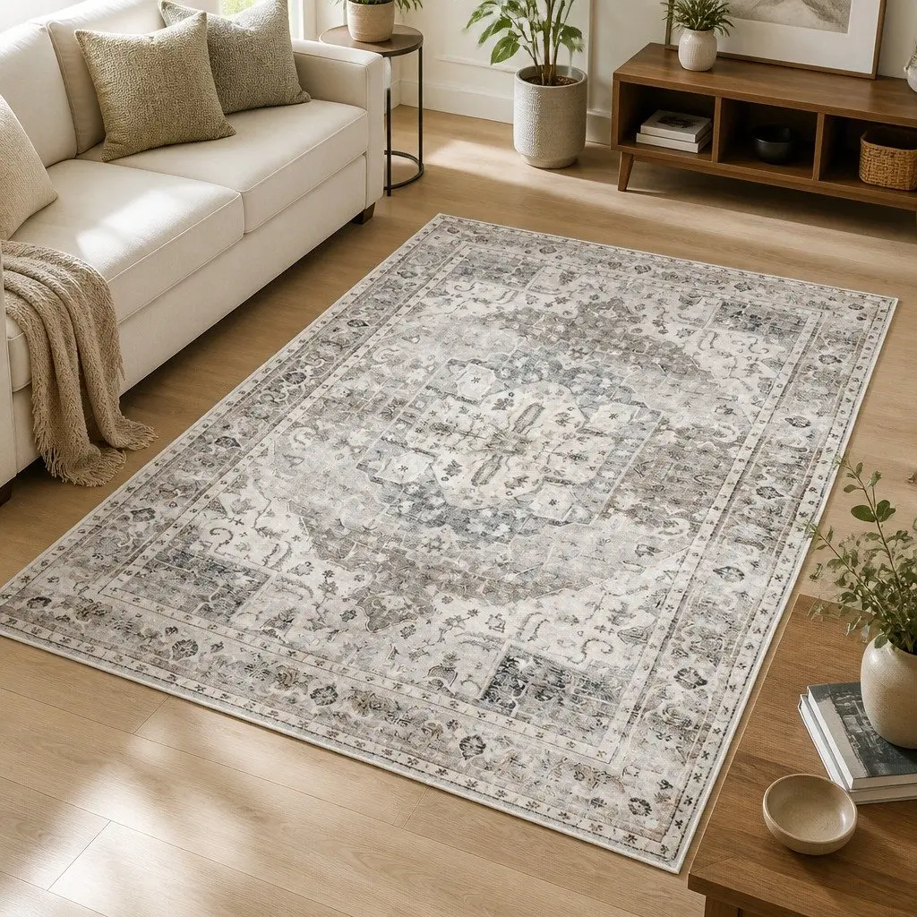 Large Area Rug Modern Floor Mat 200x230cm Rectangle Velvet Surface Water-Repellent Anti-Slip TPR Backing