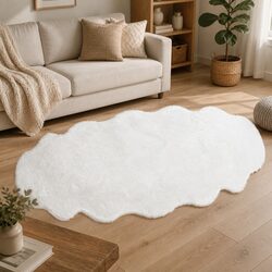 Fluffy Area Rug Cloud Soft Faux Fur Floor Rug Living Room Bedroom 80x200cm White