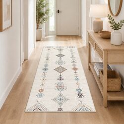 Hallway Runner Floor Rug 180x60cm Short Pile Distressed Pattern Machine Washable