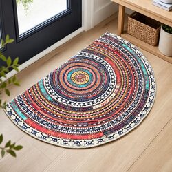 Semi-Circle Half Moon Door Mat Entrance Rug Non-Slip Backing Indoor Outdoor