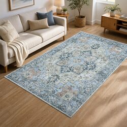 Vintage Area Rug Washable Floor Mat Polyester Living Room Bedroom Carpet Non