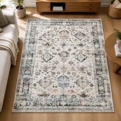 Floor Rug 200x230cm Vintage Short Pile Washable Carpet Soft Plush Non Slip
