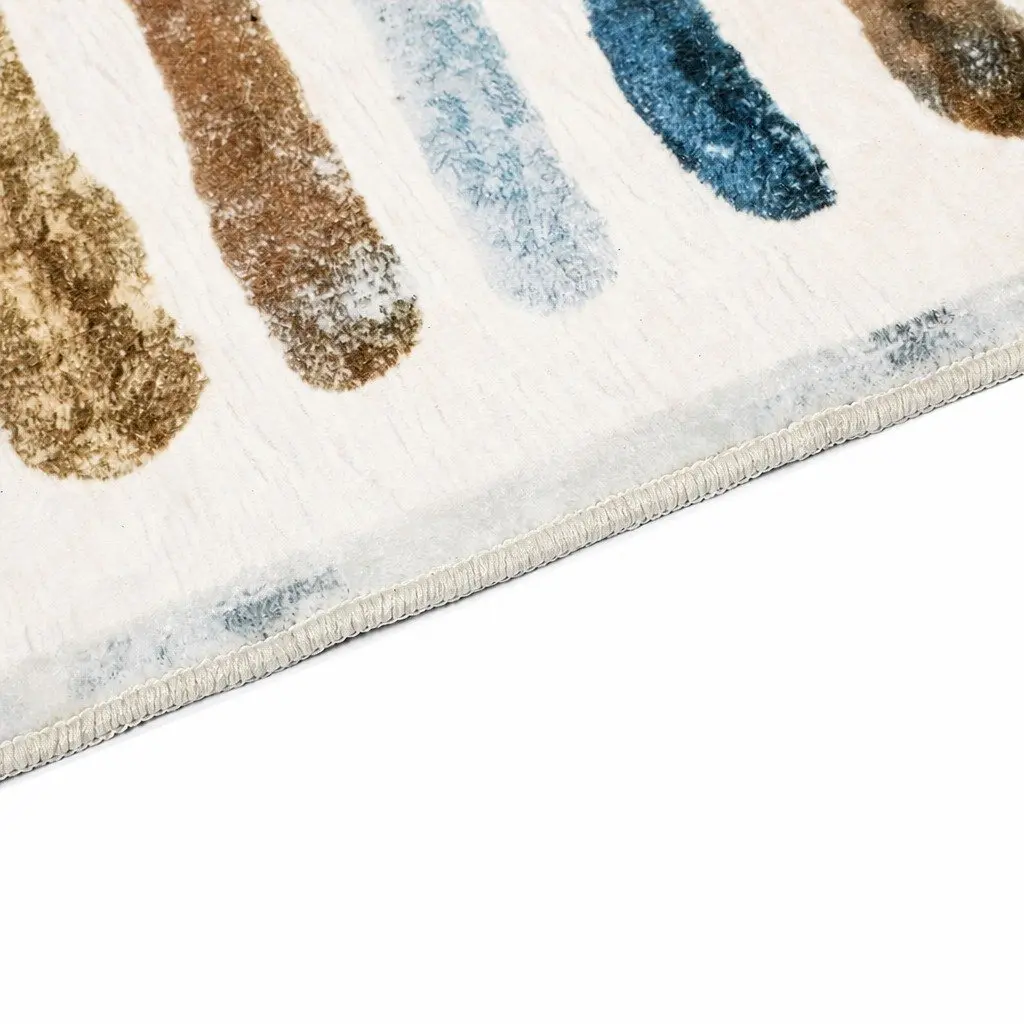 Rug Soft Plush Short Pile Washable Non Slip Stripe 80x120cm