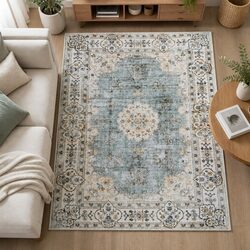 Floor Rug 160x120cm Short Pile Washable Vintage Carpet Soft Non-Slip Bedroom