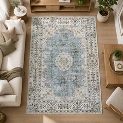 Floor Rug 200x290cm Short Pile Washable Vintage Carpet Soft Non Slip Area Rug