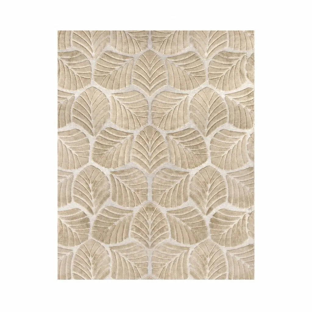 Rug Soft Plush Shaggy Leaf Pattern 200x230cm Gold
